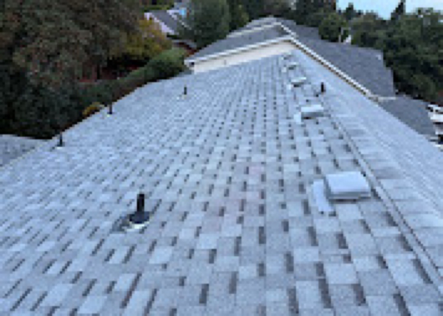 Finished shingle roof field after a Level Up installation